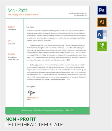 Non Profit Letterhead Templates in Word .